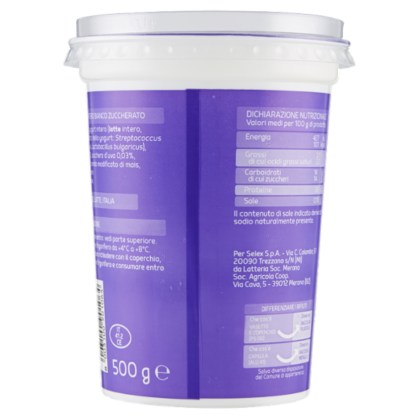 Selex Yogurt Intero Bianco Dolce 500 g