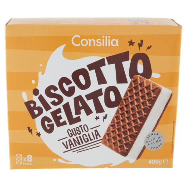 Consilia 8 Biscotti Ripieni di Gelato Vaniglia 400 g