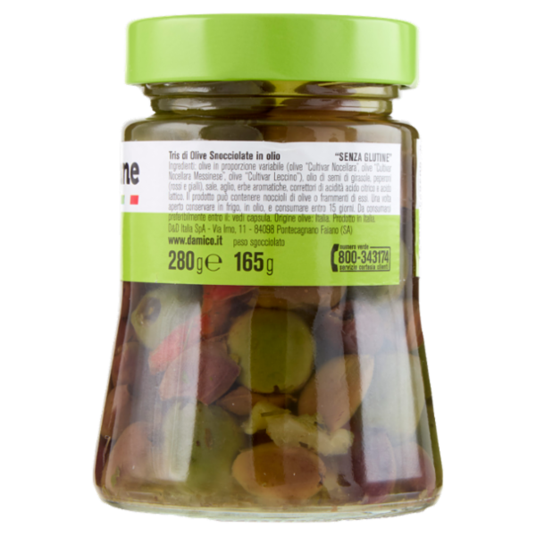 D'Amico tris olive italiane snocciolate 280 g
