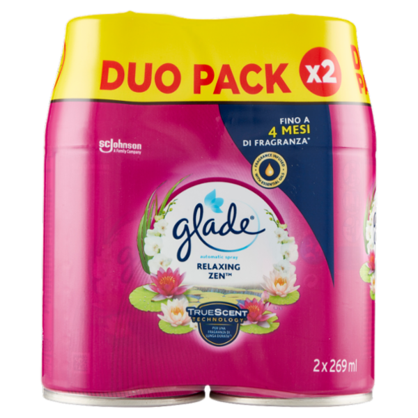 Glade Automatic Spray Ricarica, Profumatore per Ambienti, Fragranza Relaxing Zen 2 x 269 ml