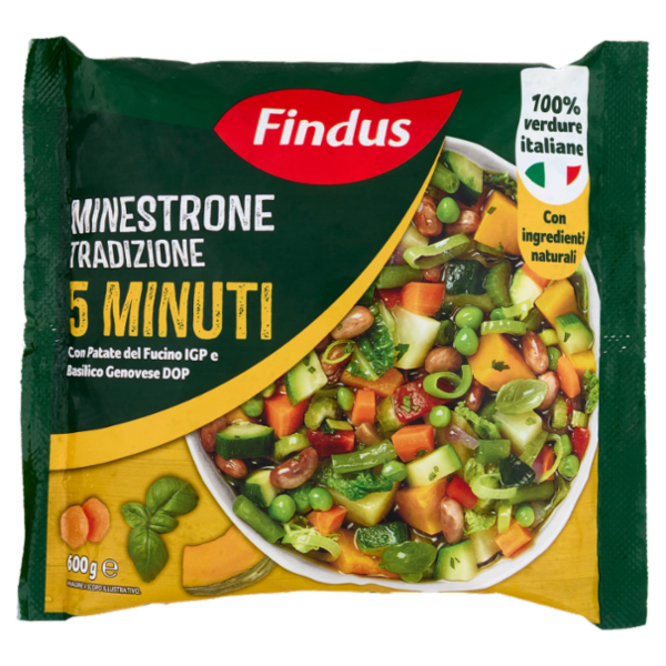 Findus Minestrone Tradizione 5 Minuti - con Patate del Fucino IGP e Basilico Genovese DOP 600 g