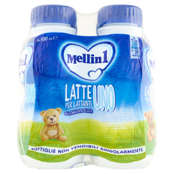 MELLIN 1 - Latte di Partenza Liquido per Lattanti dalla nascita al 6° mese compiuto, 4x500ml