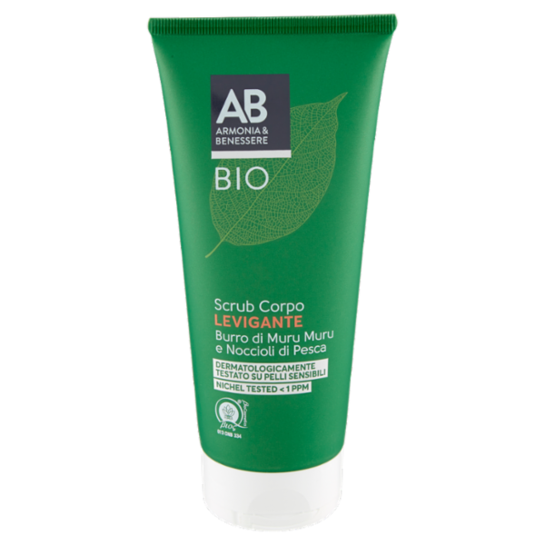 Armonia & Benessere Scrub Corpo Levigante Bio con Burro Muru Muru e Noccioli di Pesca 200 ml