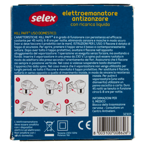 Selex Insetticida Liquido Antizanzare Set Vaporizzatore + Ricarica 33 ml