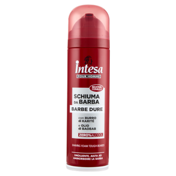 Intesa Pour Homme Schiuma da Barba Barbe Dure con Burro di Karité e Olio di Baobab 300 mL