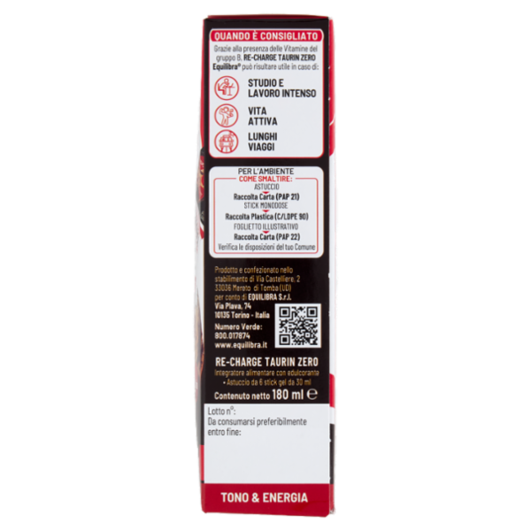 equilibra Re-Charge Taurin Zero Stick Gel 6 x 30 ml