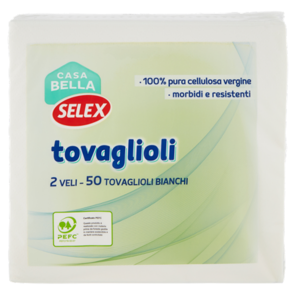 Selex Casa Bella Tovaglioli 2 Veli 38x38 cm Bianchi 50 pezzi