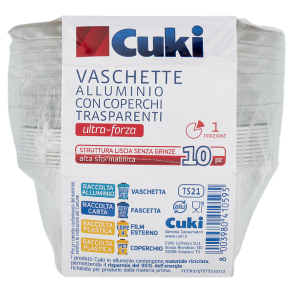 Cuki Conserva e Cuoce Vaschette Alluminio con Coperchi ultra-forza 8cm 10 pz