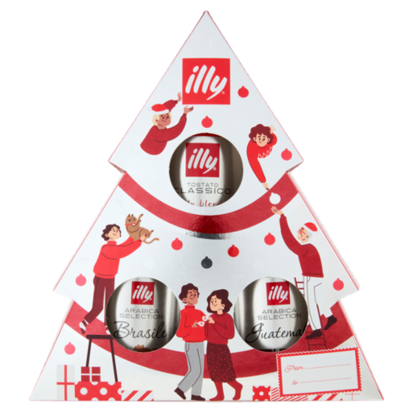 illy Albero Natale Tostato Classico, Arabica Selection Brasile, Arabica Selection Guatemala 3 x 125g