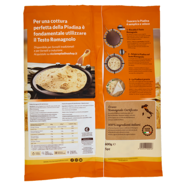 Riccionepiadina Piadina Romagnola IGP alla Riminese 5 pz 600 g