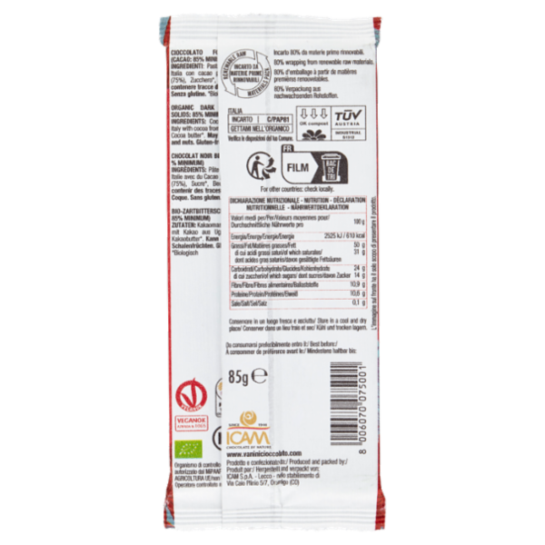 Vanini Mono Origine Uganda 85% Cioccolato Fondente Bio 85 g