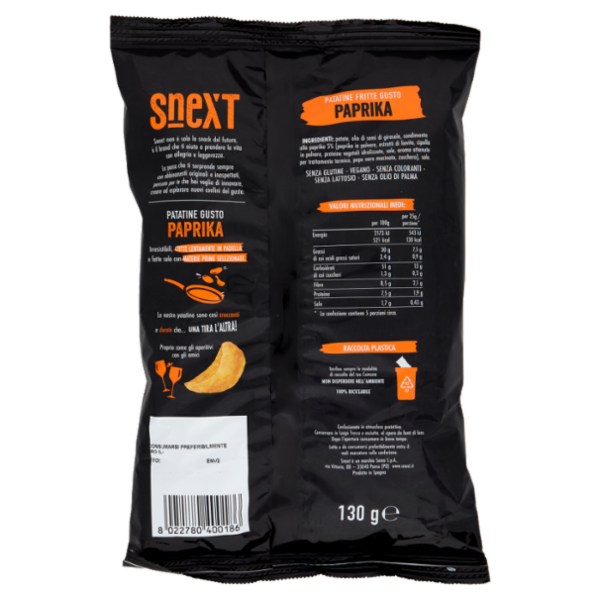 Snext Patatine Gusto Paprika 130 g