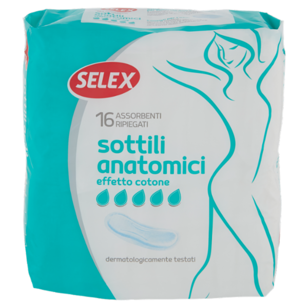 Selex Assorbenti Sottili Anatomici Effetto Cotone Ripiegati 16 pezzi