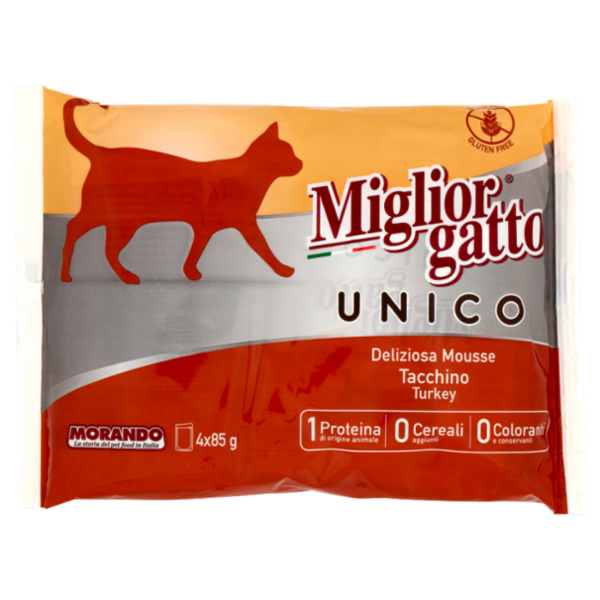 Migliorgatto Unico Deliziosa Mousse Tacchino 4 x 85 g