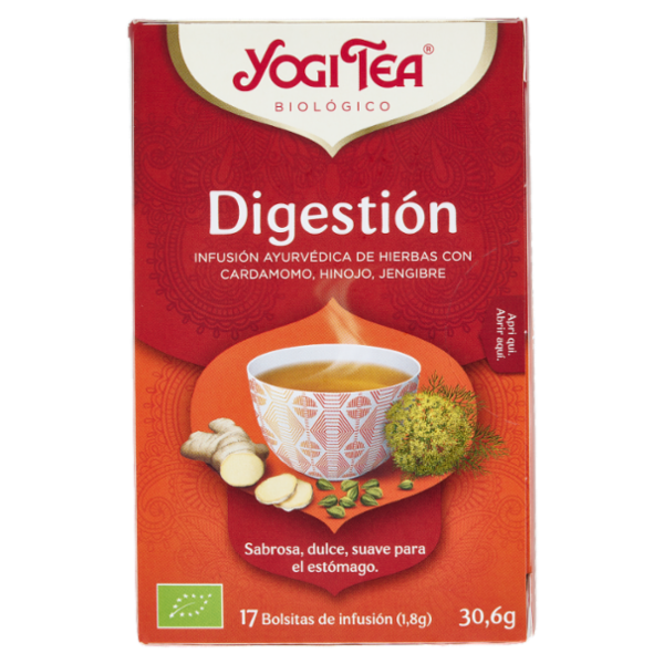 Yogi Tea Digestion Bio infuso ayurvedico di erbe con cardamomo, finocchio e zenzero - 30,6g