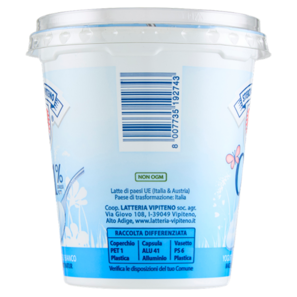 Sterzing Vipiteno 0,1% Grassi Yogurt Magro Bianco 400 g