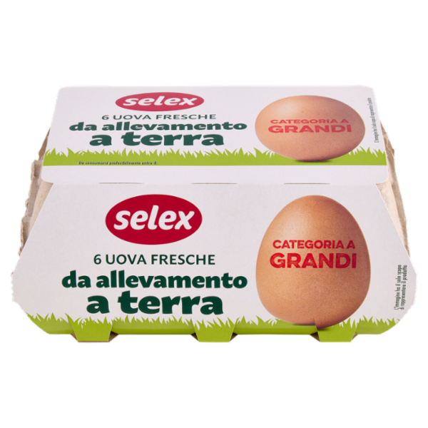 Selex 6 Uova Fresche Grandi da Allevamento a Terra Categoria A