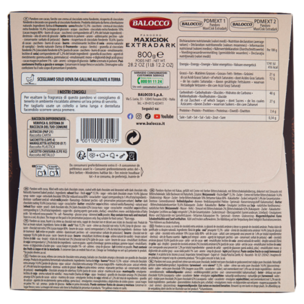 Balocco Pandoro Maxiciok Extradark 800 g