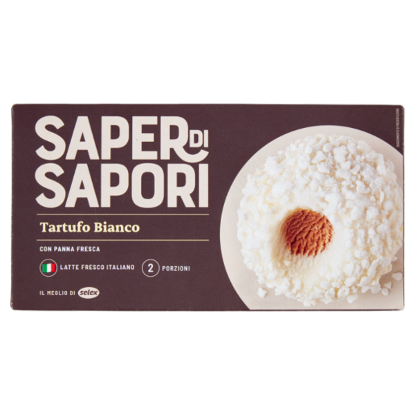 Selex Saper di Sapori 2 Tartufi Bianchi di Gelato Panna Ripieno di Caffé 100% Arabica 2 x 80 g
