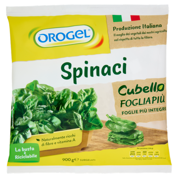 Orogel Cubello Spinaci Foglia Più Surgelati 900 g