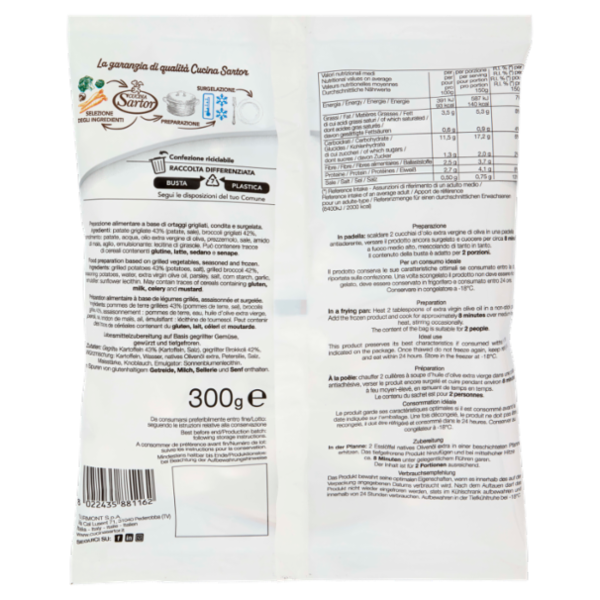 Cucina Sartor Contorno rustico con Patate e Broccoli Grigliati Surgelato 300 g