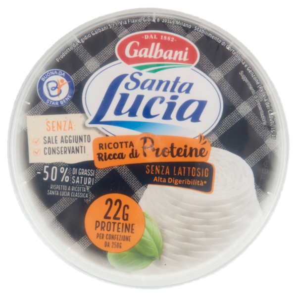 Galbani Santa Lucia Ricotta Ricca di Proteine Senza Lattosio 250 g