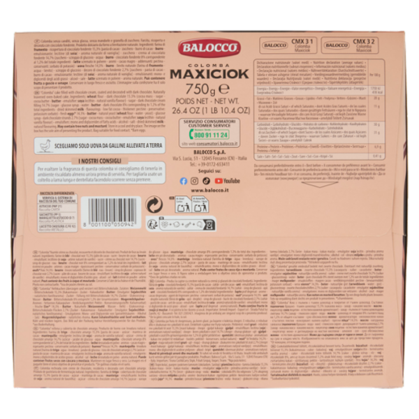 Balocco Colomba Maxiciok 750 g