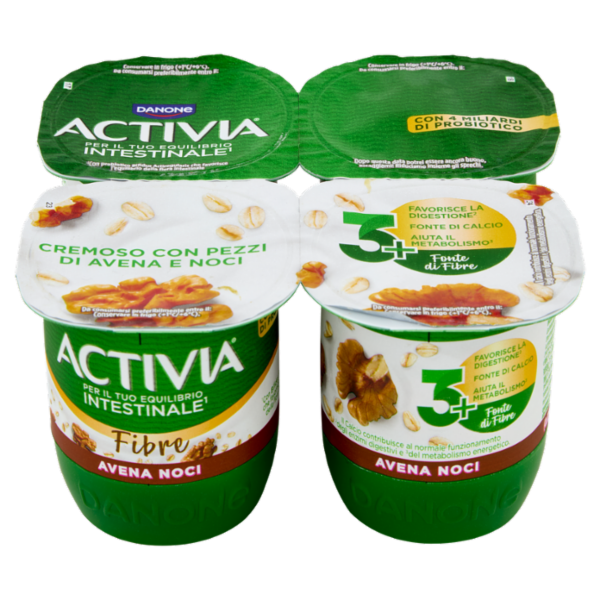 ACTIVIA Fibre Yogurt con Probiotico Bifidus, gusto Avena e Noci, 4x125g