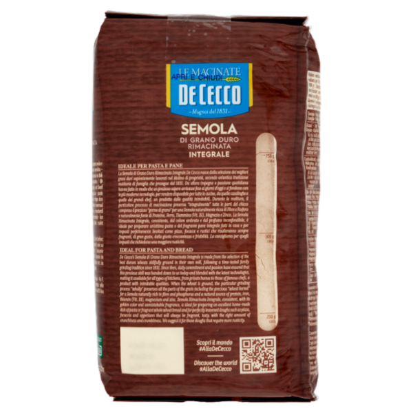 De Cecco Le Macinate Semola di Grano Duro Rimacinata Integrale