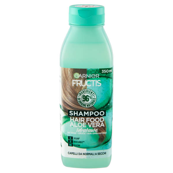 Garnier Fructis Hair Food, Shampoo idratante all'aloe per capelli disidratati, 350 ml