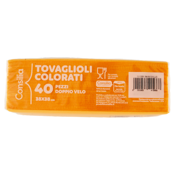 Consilia Tovaglioli 2 Veli 38x38 cm Giallo 40 pezzi