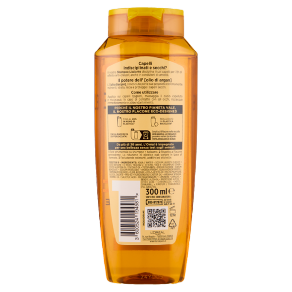 Elvive Liss Intense Shampoo Lisciante, per Capelli Secchi, Indisciplinati, 300 ml