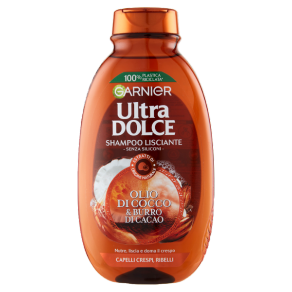Garnier Shampoo Ultra Dolce Olio di Cocco e Burro di Cacao, Shampoo per Capelli Crespi, 250 ml