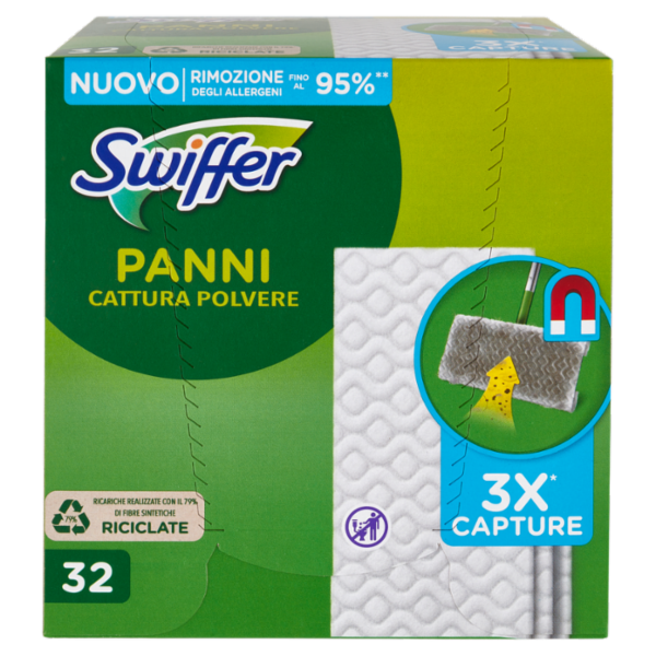 Swiffer Panni Cattura Polvere per Scopa Swiffer - Ricarica 32 Salviette