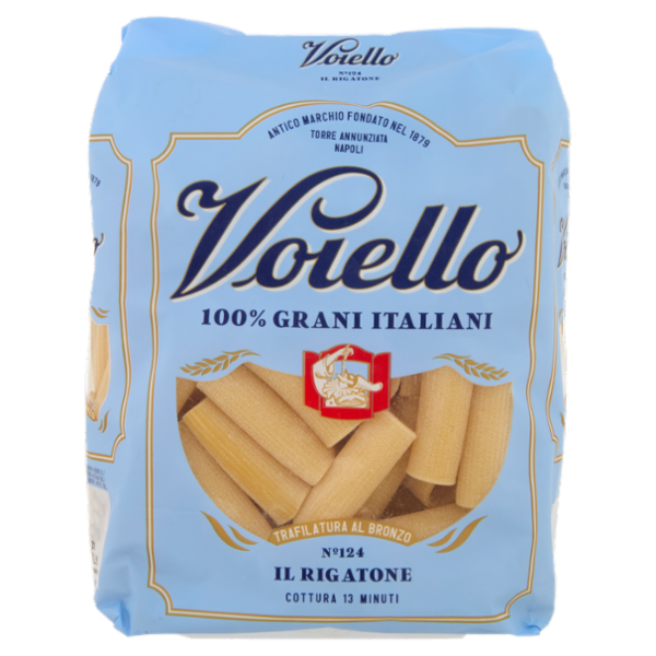 Voiello Pasta Il Rigatone N°124 grani 100% italiani Trafilata bronzo 500g