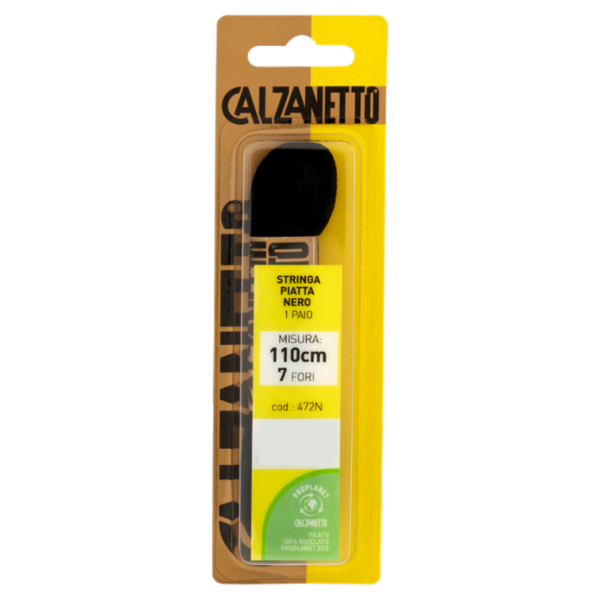 Calzanetto Stringa Piatta 110 cm Nero 1 Paio
