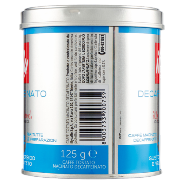 illy Decaffeinato Caffè Macinato Decaffeinato per Tutte le Preparazioni 125 g