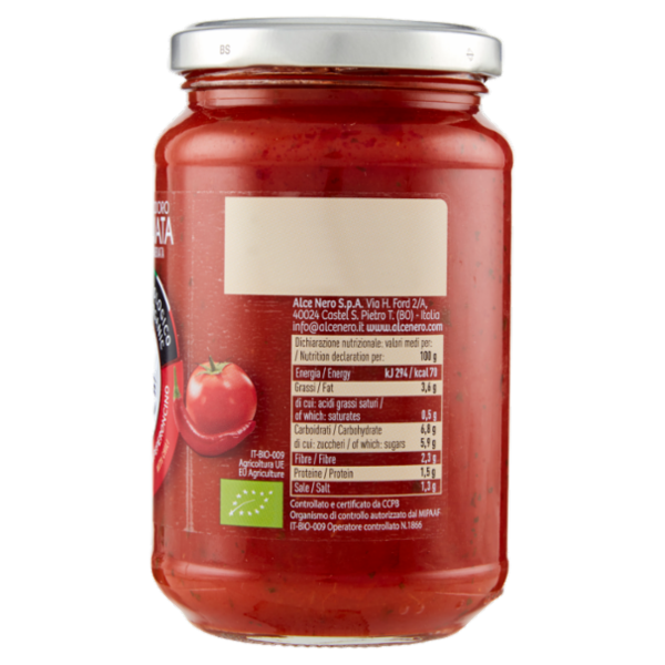 alce nero Sugo di Pomodoro Arrabbiata 350 g