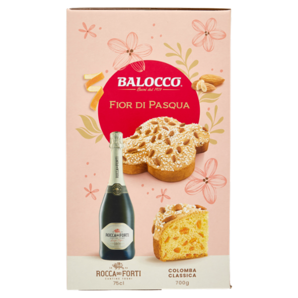 Balocco Fior di Pasqua Colomba Classica 700 g + Rocca dei Forti Vino Spumante Dolce 75 cl