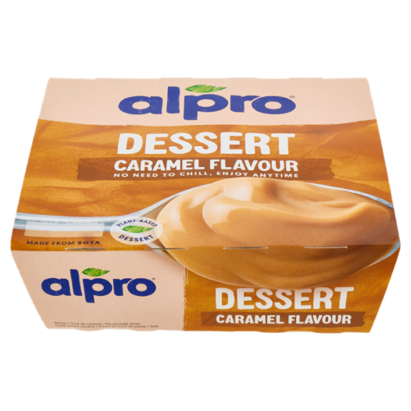 ALPRO Dessert 100% Vegetale Gusto Caramello, Senza Lattosio, Povero di Grassi, 4X125g