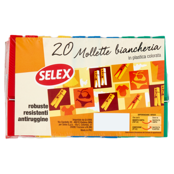 Selex Mollette Biancheria Plastica 20 pezzi