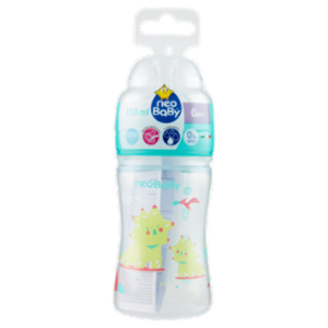 Neo Baby Biberon Plastica Collo Largo 150 Ml 0m+ Dino Verde