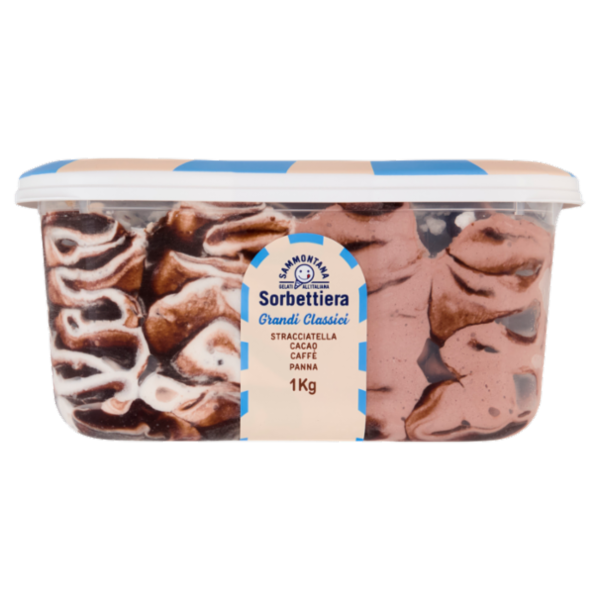Sammontana Sorbettiera Grandi Classici Stracciatella, Cacao, Caffè, Panna 1 Kg