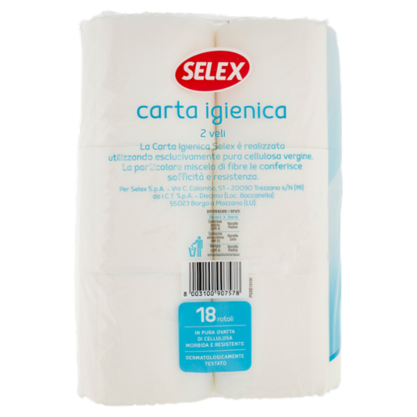 Selex Carta Igienica 2 Veli 18 Rotoli