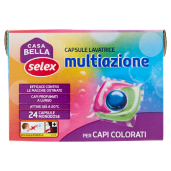 Selex Casa Bella Detersivo Lavatrice Liquido Multiazione Per Capi Colorati 24 Capsule Idrosolubili