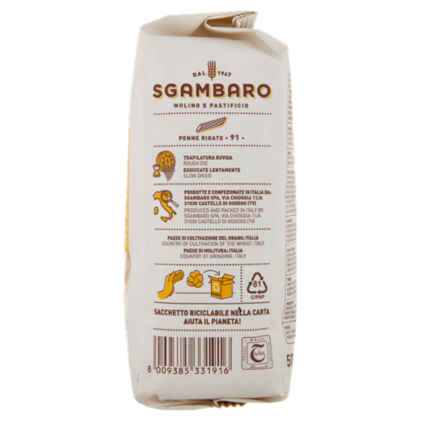 Sgambaro Penne Rigate N°91 500 g