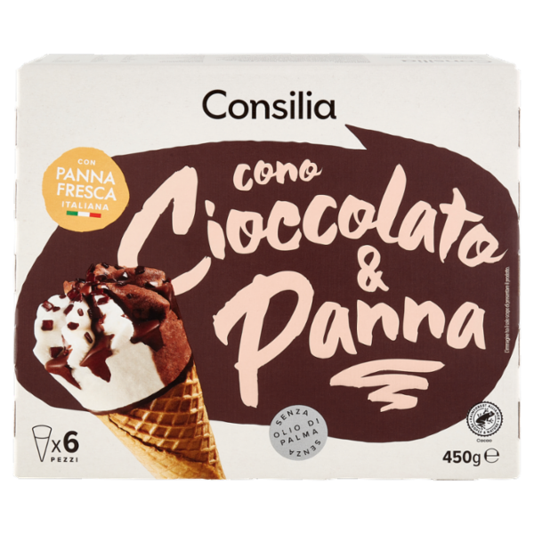 Consilia 6 Coni di Gelato Panna e Cioccolato 450 g