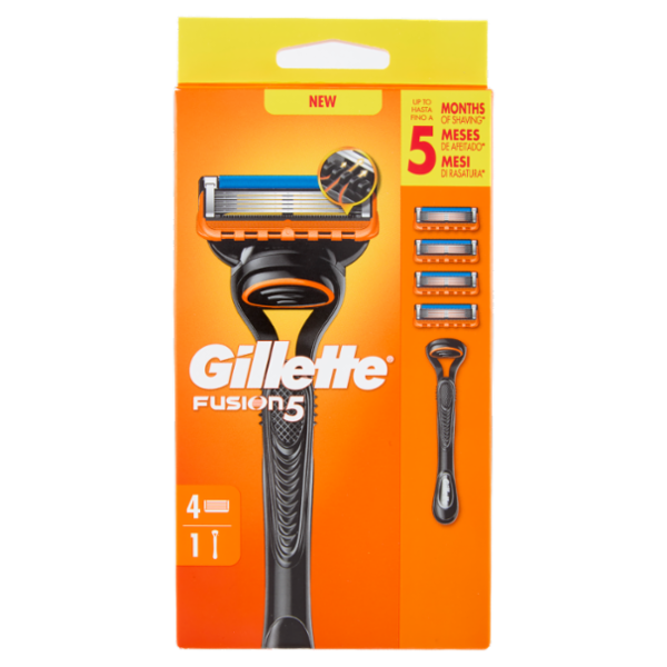Gillette Fusion5 Rasoio da Uomo a 5 Lame, 1 Manico + 4 Lamette