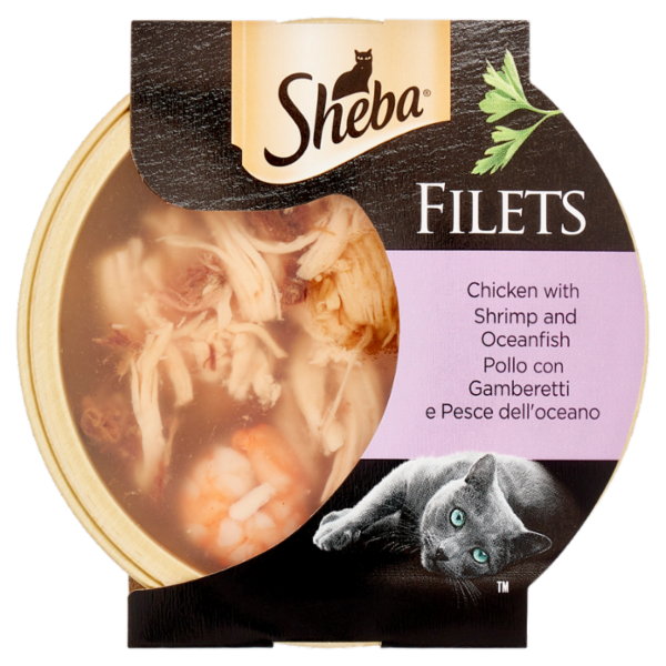 Sheba Filets Cibo Umido Gatto Pollo con Gamberetti e Pesce dell'oceano 60 g