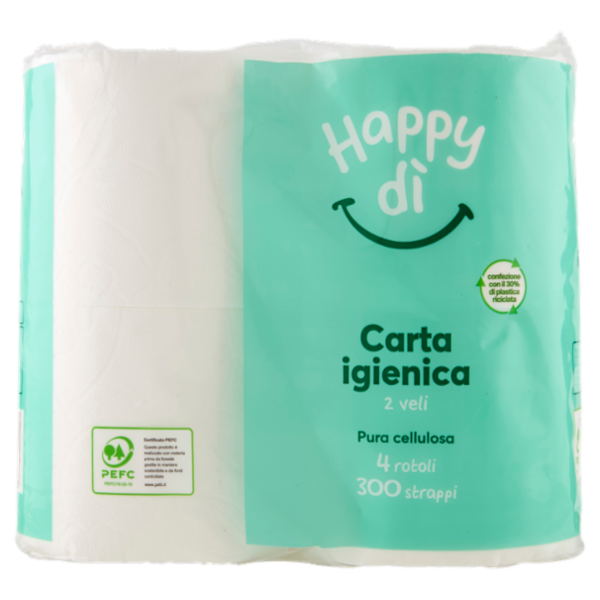 Happy dì Carta Igienica 2 Veli 300 Strappi 4 Rotoli